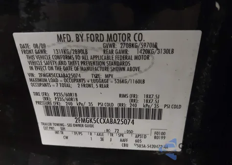 2010 Ford Flex Sel z USA, uszkodzony, nr VIN 2FMGK5CCXABA25074